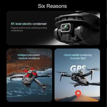 V168 MAX GPS Drone Professional 4K Dual Camera Brushless Obstacle Avoidance Security Drones with Large Screen Control Quadcopter