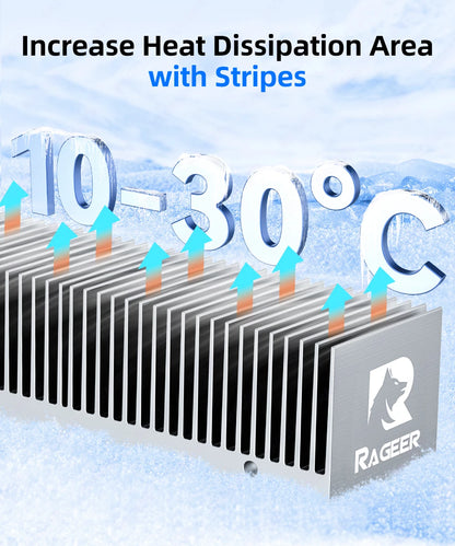 RAGEER M.2 SSD Cooler, Heavy Duty Aluminum Convection Heat Sink, NVME NGFF Cooler,  FrostBlade 1 Passive Heat Sink with 38 Fins