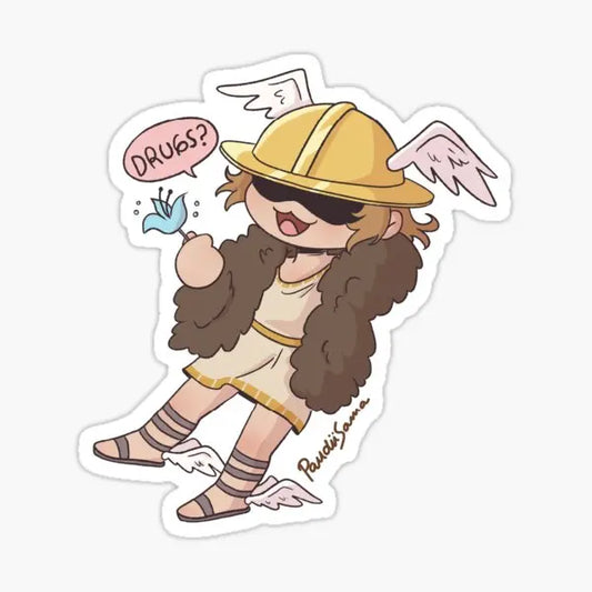 Unhinged Hermes  5PCS Stickers for Laptop Decorations Car Cute Kid Cartoon Background Funny Window Art Luggage Wall Decor