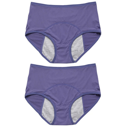 2pcs Women's Physiological Briefs Girl Menstrual Panties Ladies Period Leak Proof Panty Mid Waist Ice Silk Underwear