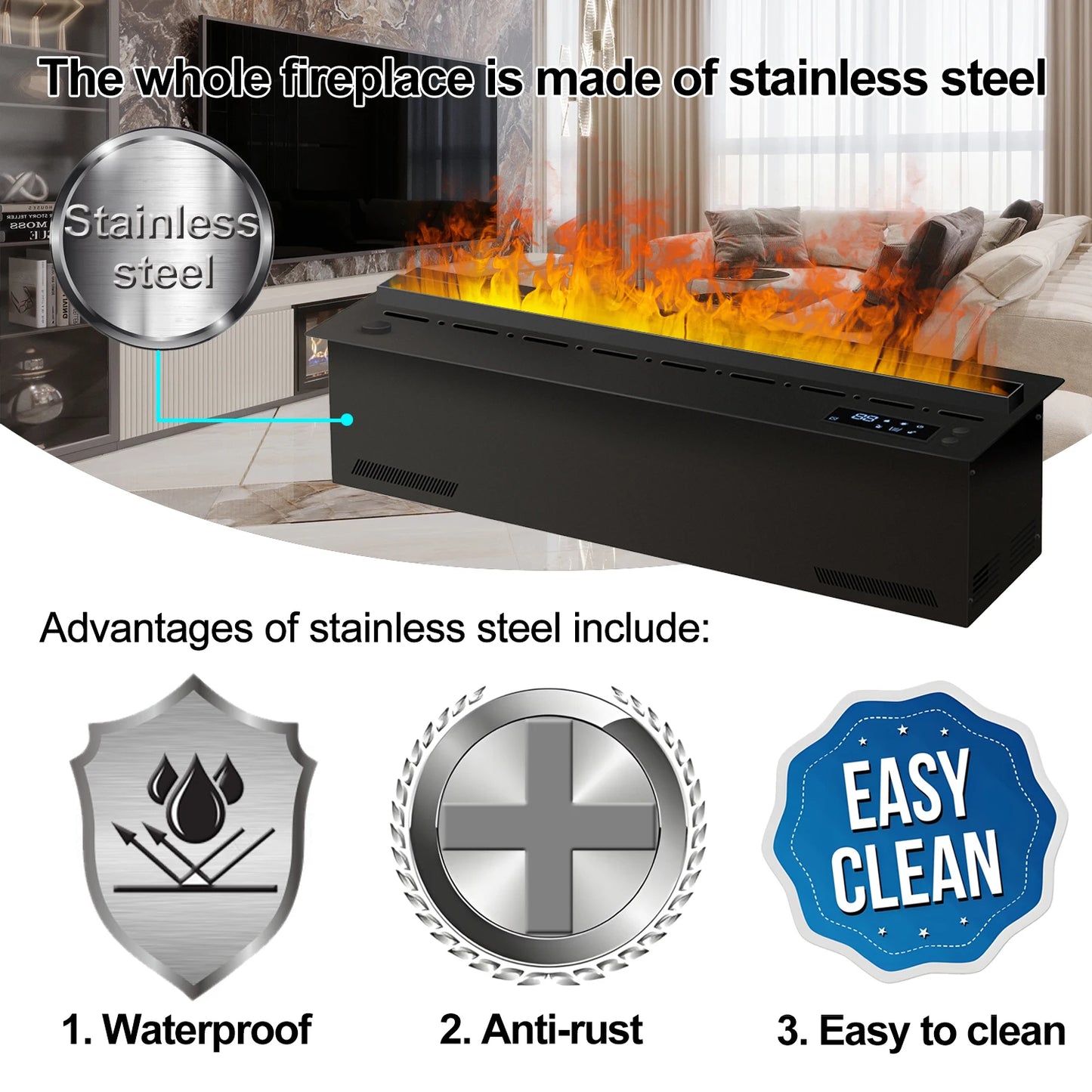 Intelligent Water Replenishment Multi-Color Atomization Fireplace Designer Luxury Home Decoration 3D Atomization Fireplace