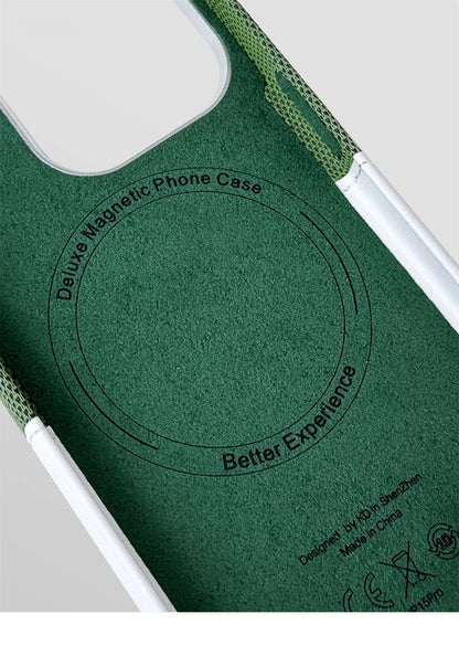 Card Holder MagSafe Leather Case For iPhone 17 Pro Max 16 15 14 Plus 13 12 Pocket Wireless Charging Alloy Lens Hit Color Cover