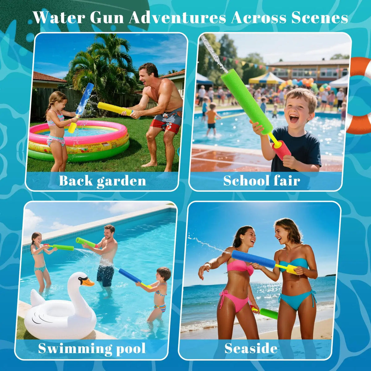 6/8Pcs Foam Water Guns Toys for Kids Long Range Water Squirter Blaster Soaker Guns Fighting Game for Outdoor Beach Swimming Pool