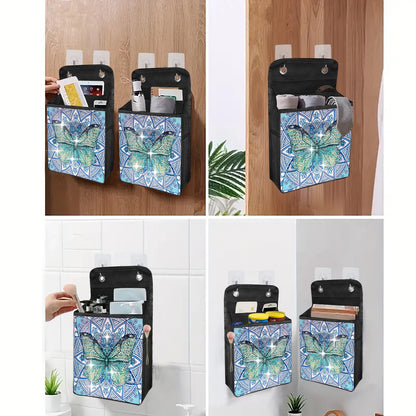 1pc/Set DIY Butterfly Diamond Art Hanging Storage Bags Canvas Crystal Rhinestone Cats Diamond Painting Storage Bags for Hanging