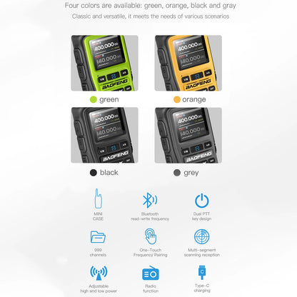 BAOFENG UV-5R Mini Walkie Talkie Full Band Bluetooth Programming Wireless Copy Frequency 999CH AM FM Type-C Long Range Ham Radio
