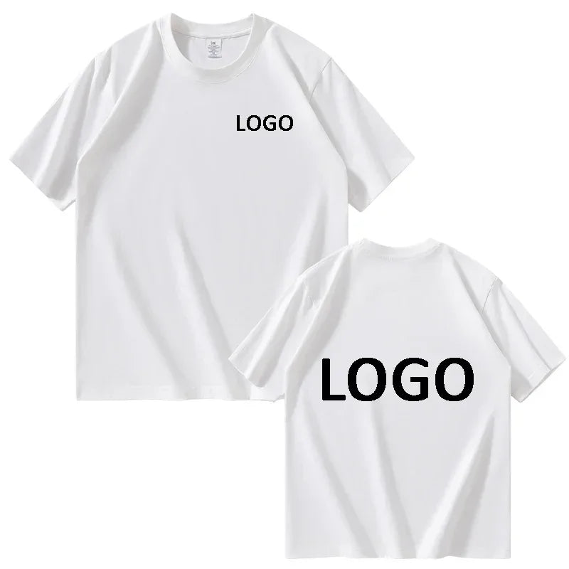 European Size 100% Pure Cotton Custom Men's T-Shirt Front and Back Logo Text Photos, Summer Breathable Short Sleeved Top2025