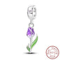 Original 925 Sterling Silver Charm Beads Clover Sunflower Tulip Carnation Pendant For Women Jewelry Fashion Gift