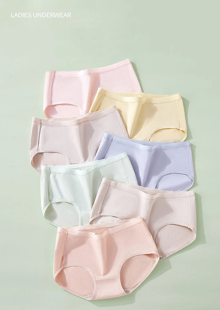 7Pcs Week Pants Cotton Women Panties Breathable Solid Underwear Cute Girls Briefs Soft Underpants Sexy Low Waist Female Lingerie