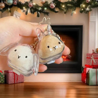 Cartoon Pet Hair Memorial Transparent Storage Box Keyring Cute Animal Rabbit Fur Organizer Keychain Bag Pendant Pet Souvenirs