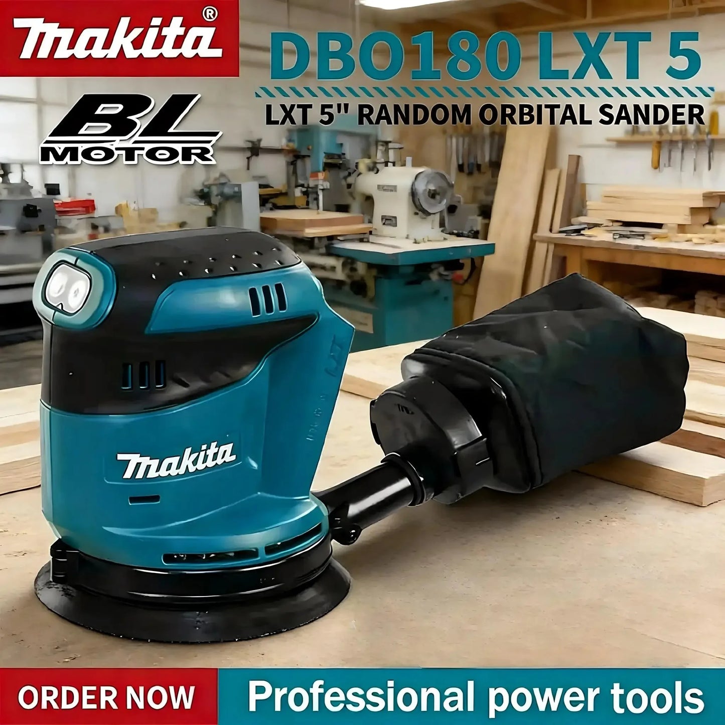 Original Makita DBO180Z 18V Cordless Random Orbital Sander for Woodworking Putty Polishing DIY and Professional Use Bare Tool