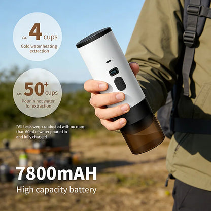 7800mAh Long-Lasting 3-in-1 Portable Coffee Maker, Electric Capsule Coffee Machine for Car, Travel & Camping