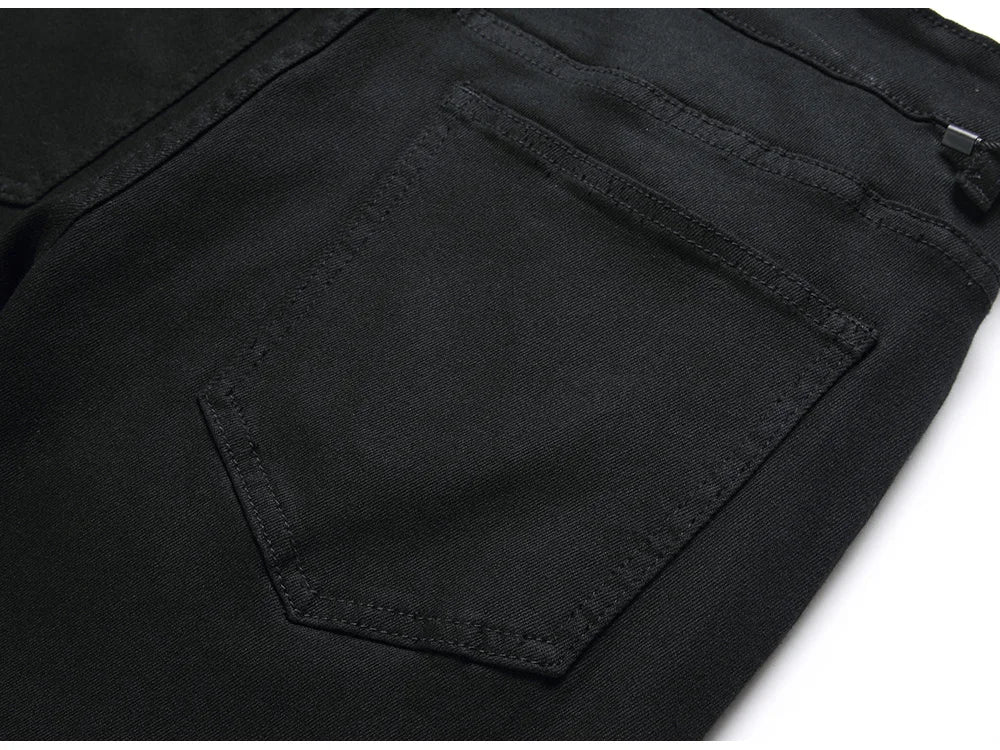 Men Classic Pure Black Jeans All Match Stretch Denim Pants Casual Plus Size Slim Straight Trousers