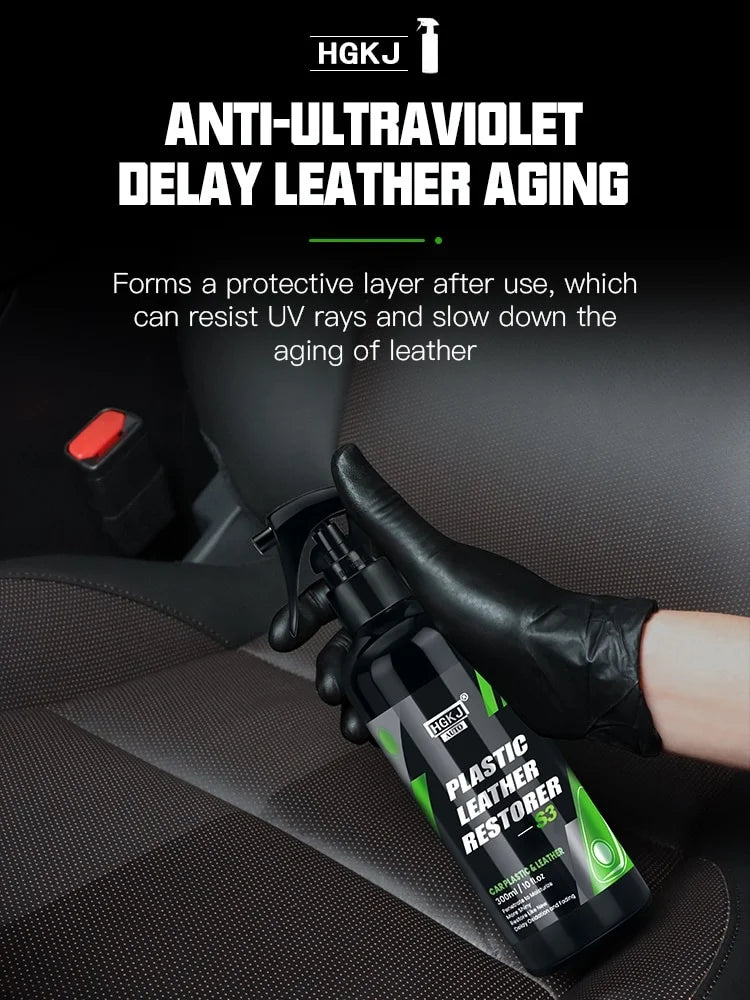 300ML Car Interior Plastic Restorer Liquid Leather Seat Spray Restoration Coat Wax Car Care Product Plastics Renovator HGKJ S3