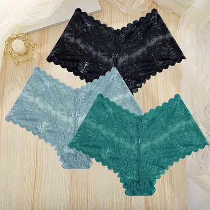 3Pcs Women Panties Sexy Lace Female Underpants Plus Size Underwear Large Size Lightweight Seamless Low Waist Briefs Breathable