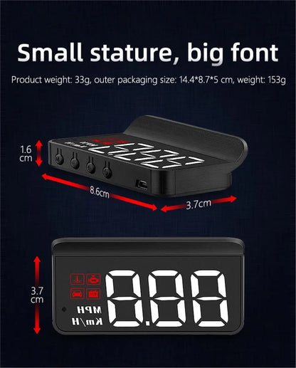 M3 HUD Obd2 Display On-board Computer Car Head-up display Windshield Big Font projection E-OBD and GPS Suitable for All Cars M1