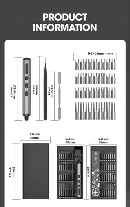 Mini Precision Electric Screwdriver Set 68 in 1 Power Repair Tool with 64 Magnetic Torx Phillips Drill Bits 5 Torque Settings