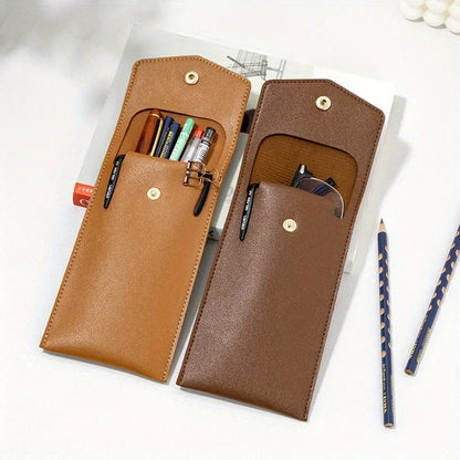 PU Leather Pencil Case Storage Bag Student Glasses Portable Stationery Bag Large-capacity Business Office Pen Storage Bag