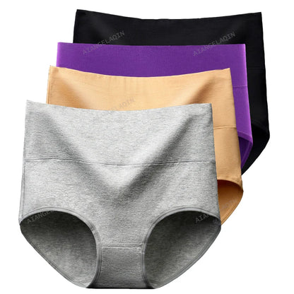 4Pcs Cotton Panties Women High Waist Underwear Body Slim Abdominal Shapers Plus Size Panties Briefs Girls Sexy Lingeries Female