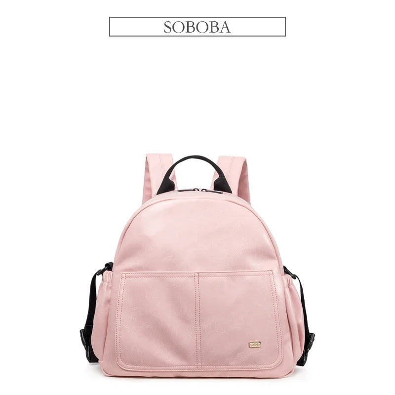 Soboba Large Capacity Solid Diaper Bag with Backpack Straps for Fashionable Mothers – Waterproof Nappy Changing Bag