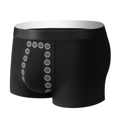 Men’s Boxer Shorts Non-Marking Mid Waist Anion Technology Comfort Underwear Breathable Massage Design Black Men’s Underpants