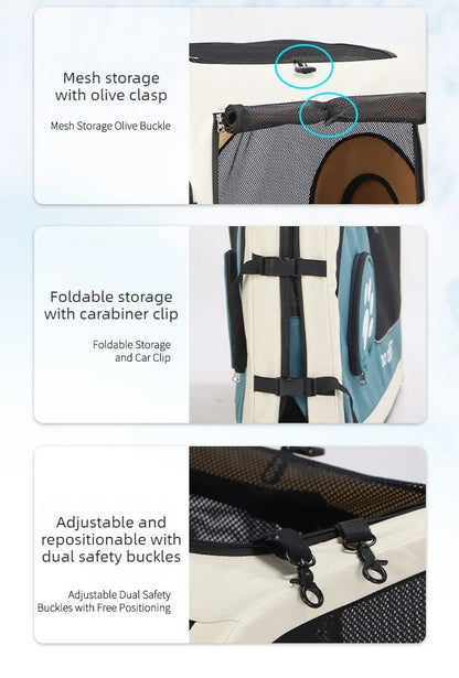 Large Pet Stroller with Telescopic Handle Silent Wheels Foldable Dog Cat Trolley Carrier Breathable Mesh Medium Pets Travel Cart