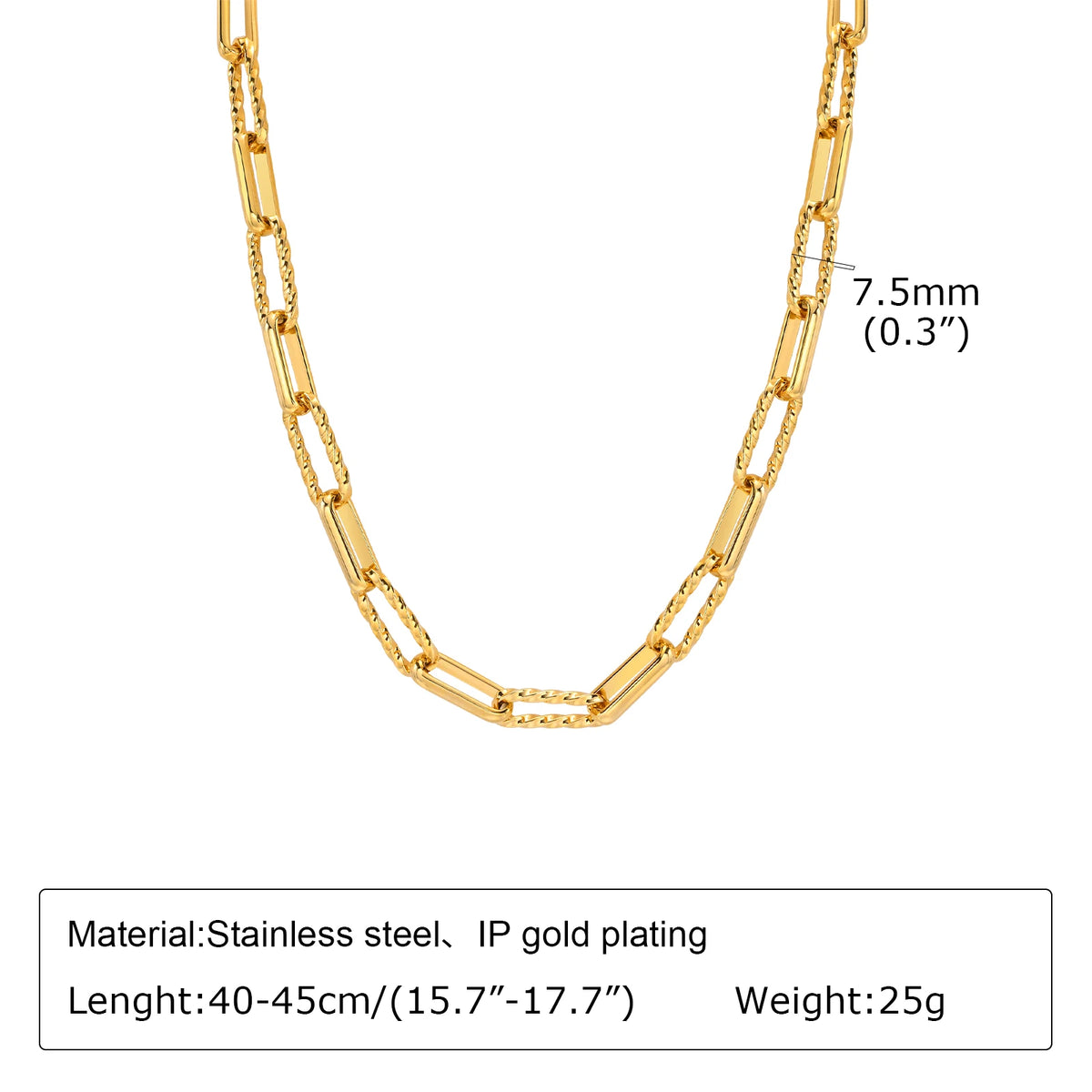 Women Stainless Steel Chain Bracelet,18K Gold Plated Twist Paperclip Adjustable Link Bracelet,Chunky Stackable Layered Jewelry