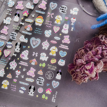 Colorful 5D Happy Birthday Nail Art Sticker Cake Candle Numbers Musical Note Cute Bear Stars Cherry Self Adhesive Manicure Decal