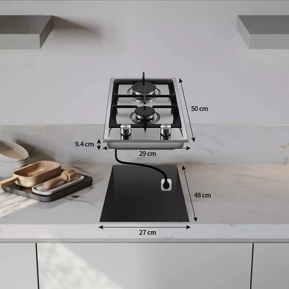 TopStrong  2-burner Stainless Steel with Automatic Flame Protection, Natural Gas Propane Built-in Gas Hob YYEUGCT-S02