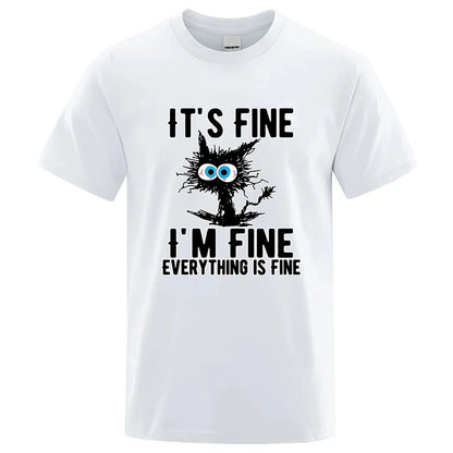 Men's High Quality T-shirt Cotton Blend Funny Cool Cat Printed T-shirt Casual Men Short Sleeve T-shirt for Men T-Shirt Male Top