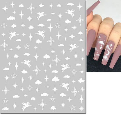 3d Nail Art Stickers Red Black White Love Hearts Stars Clouds French Full Tips Adhesive Nail Decals Slider For Manicure