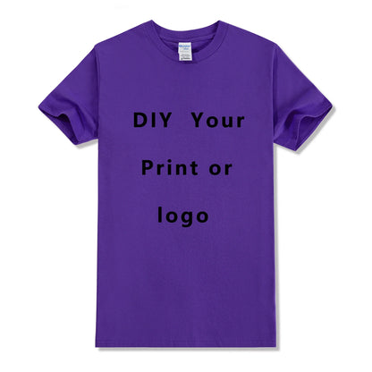 EU size 100% pure cotton custom T-shirt front and back team school uniform store logo text photo for men's personalized high-end