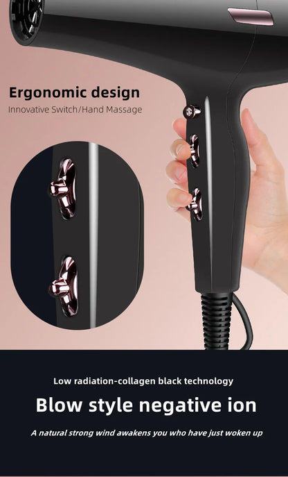 2300W Hair Salon Hair Dryer High Power Strong Wind Speed Dry Blue Light Ion Silent Home Hairdresser Special New Product