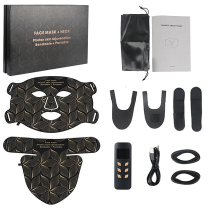 8 Colors Facial LED Mask with Neck Red Light Near Infrared Therapy Beauty Mask Anti Aging Skin Rejuvenation Lifting Tighten