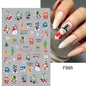 1PCS New Christmas Decorations 2023 New Year Nail Stickers Press on Nails Laser Snowflake Christmas Tree 3D Nail Decal