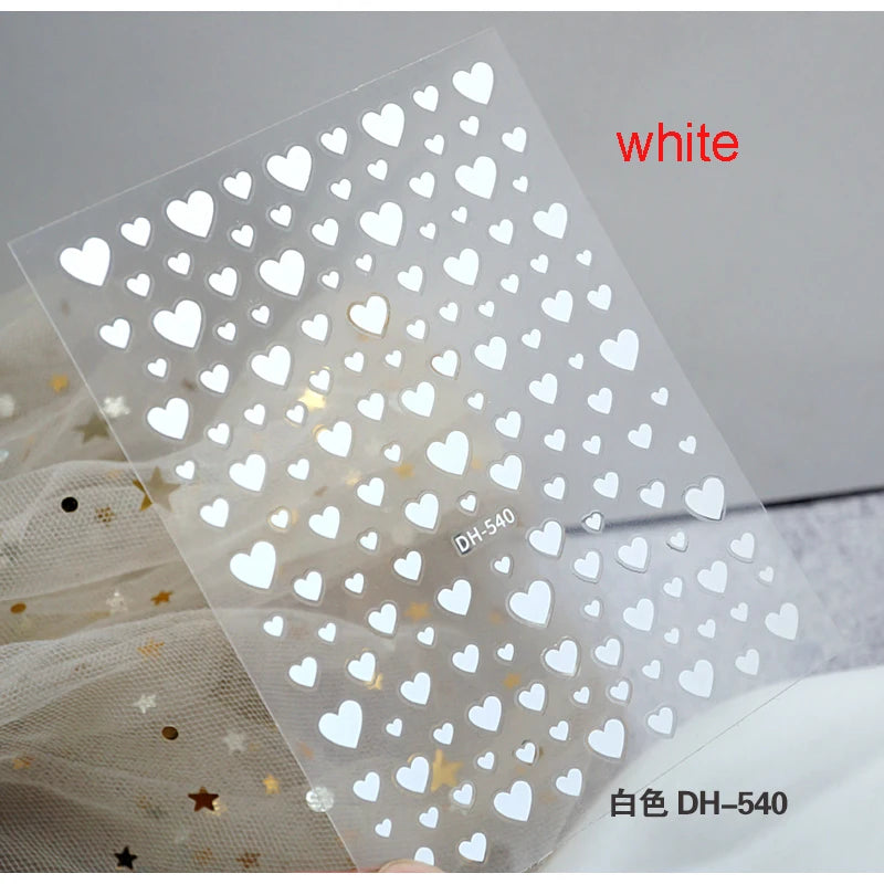 3d Nail Art Stickers Red Black White Love Hearts Stars Clouds French Full Tips Adhesive Nail Decals Slider For Manicure