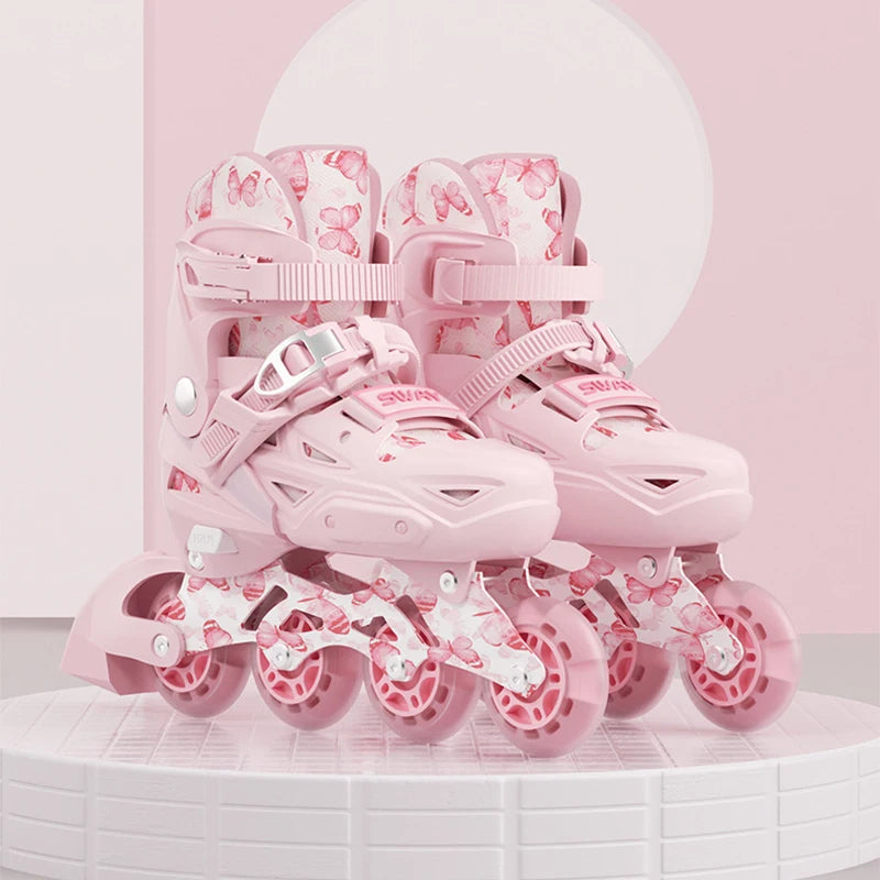 Szie 26-41 Adjustable Inline Roller Skate Shoes Flashing 4 Wheels Skates For Women Men Outdoor Skating Sneakers Boys Girls Gift