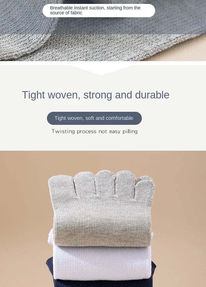 Five Finger Socks Men's Pure Cotton Five Toe Socks Sweat Absorbing Mid Tube Split Toe Socks Toes Socks For Men