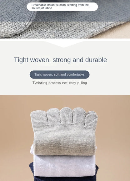Five Finger Socks Men's Pure Cotton Five Toe Socks Sweat Absorbing Mid Tube Split Toe Socks Toes Socks For Men