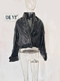 DEAT 2026 Summer New Item Fashion Double Zipper PU Leather Quilted Jacket For Women High Street Black Loose Coat Female 11A01245
