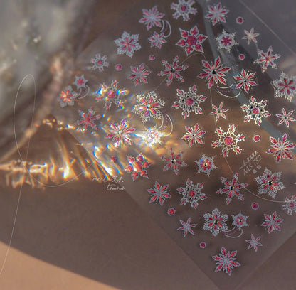 5D Laser Christmas Nail Stickers Crystal Diamond Nail Stickers Retro Gilded Snowflakes Self Adhesive Nail Art Decoration Sticker
