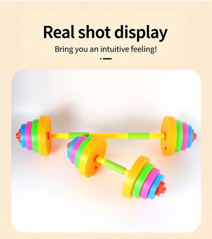 Kids Adjustable Weight Lifting Dumbbell Barbell Set Fitness Exercise Toy Indoor Outdoor Training Activity Play Equipment