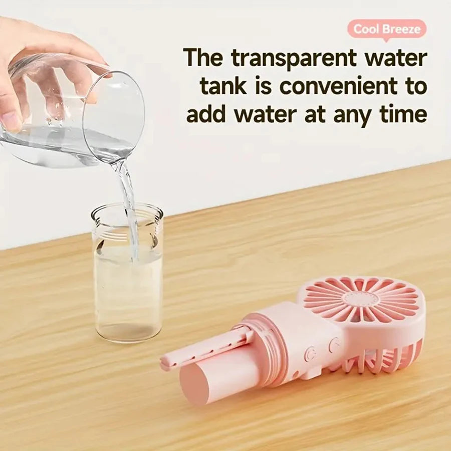 Portable Handheld Spray Fan - USB Charging Mini Humidifier Fan, Suitable for Travel and Outdoor Use as a Handheld Fan