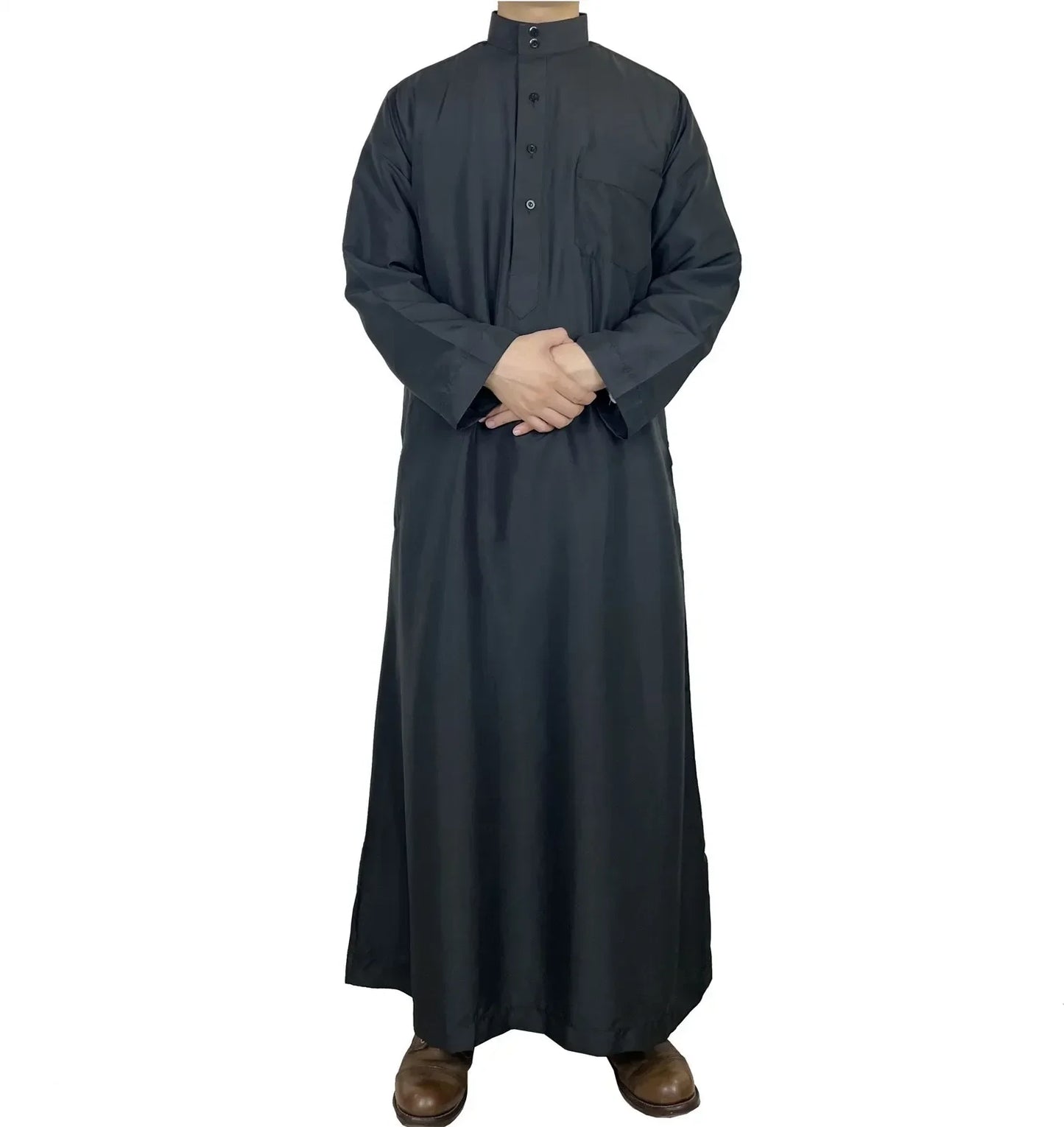 Men Dishdasha Muslim Long Sleeve Dress Daffah Thobe Jubba Saudi Arab Thoub Kaftan Islamic Clothing Robes Abaya Dubai Middle East