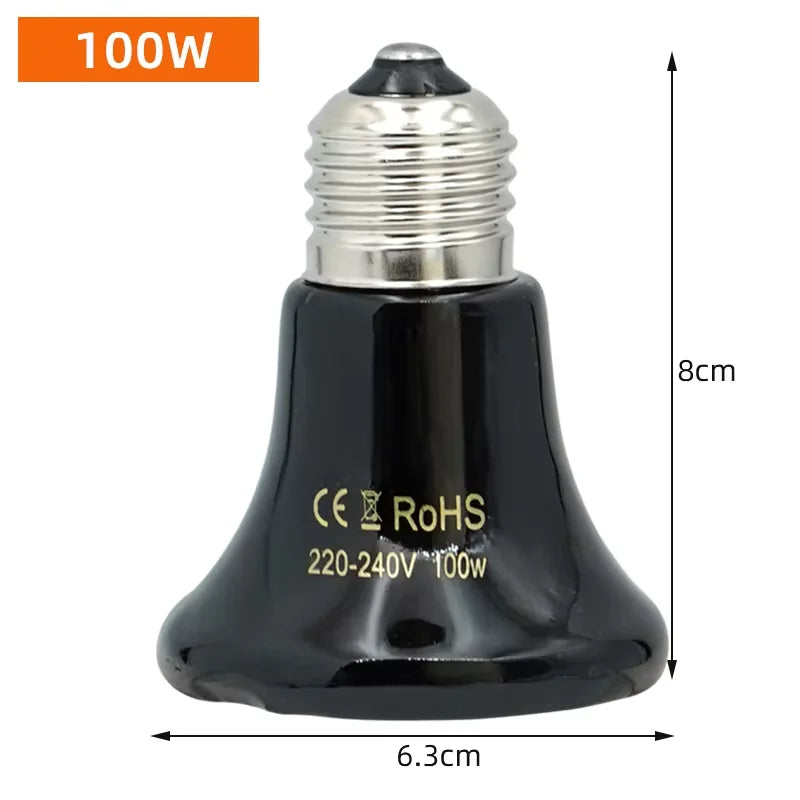 25/50/75/100W E27 Pet Heating Lamp 110V 220V Infrared Ceramic Emitter Heat Light Bulb Pet Brooder Chickens Reptile Lamp 1PC