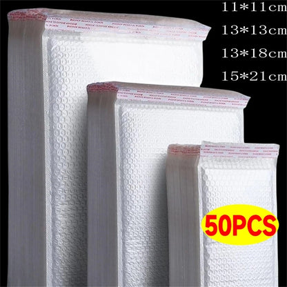 10-50Pcs Bubble Envelopes White Foam Shipping Bags Poly Bubble Mailers Pad Self Seal Packing Bags for Magazine 11cm 15cm 23cm