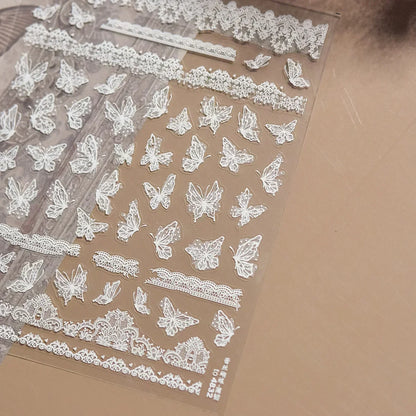 Shiny Jelly Butterfly Charming Golden Gradient Bowknot 5D Self Adhesive Nail Art Sticker Flower Petal Rhinestone Manicure Decals