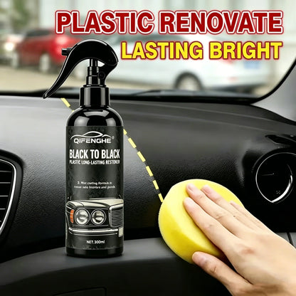 Plastic Parts Black Restorer BLACK TO BLACK Long-Lasting Wax Coating Car Interior Dashboard &  Refurbish Cleaner