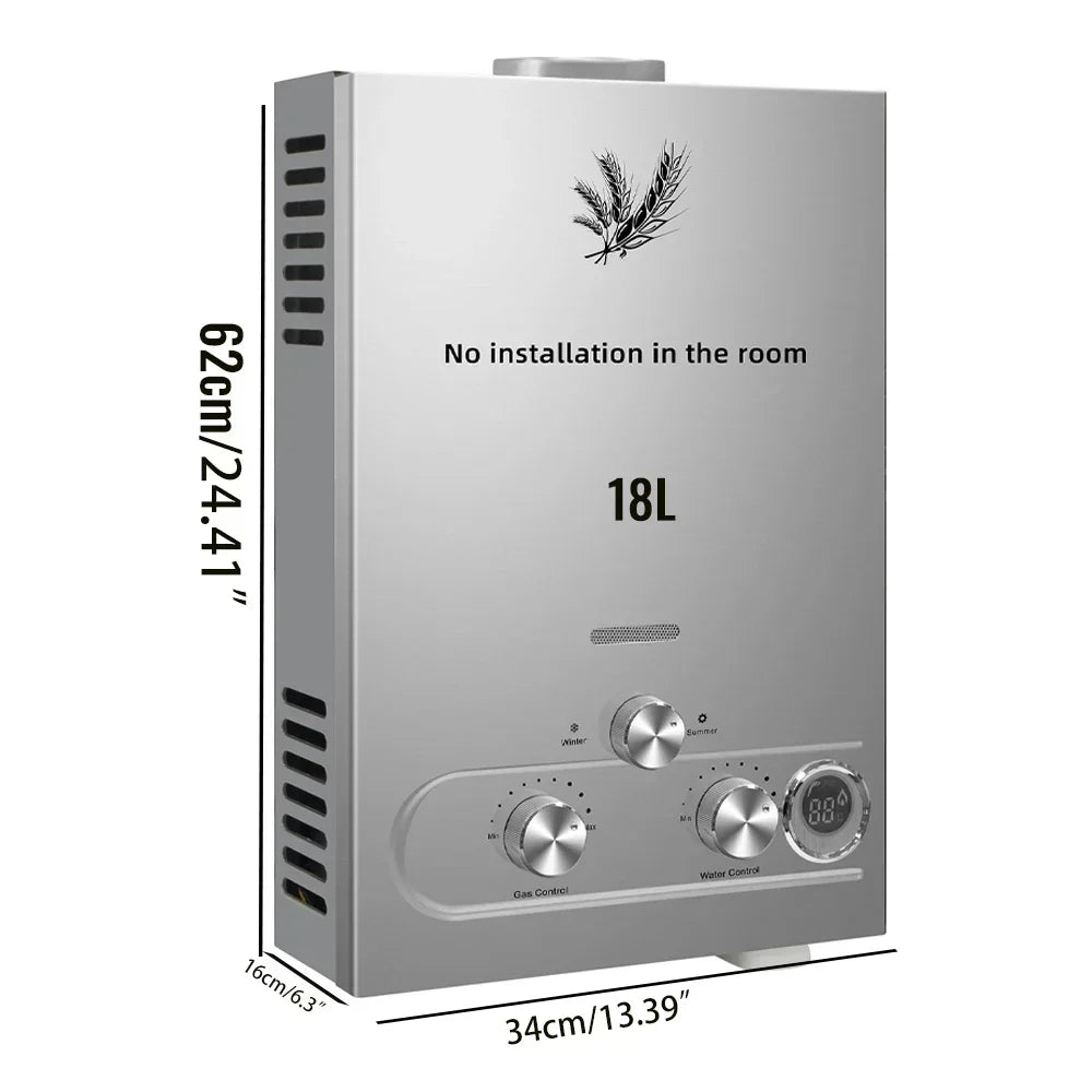 VEVOR LPG Liquefied Petroleum Gas Water Heater 6L 8L 10L 12L 16L 18L Liquefied Petroleum Gas Propane Butane Water Heater