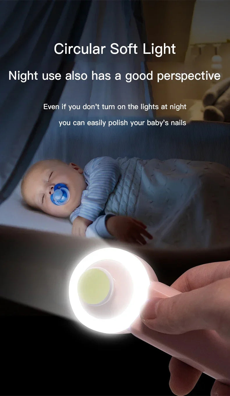 Luminous Rechargeable Newborn Electric Nail Clipper Baby Anti-clamping Scissors Baby Nail Scissors Set Baby Nail Grinder