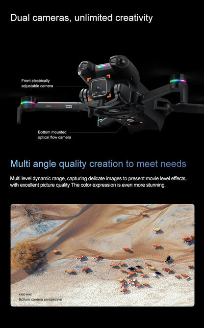K900 Max GPS Drone 4.5-inch Screen Dual HD Camera,Obstacle Avoidance Professional Brushless Foldable FPV Quadcopter Airdrop Dron